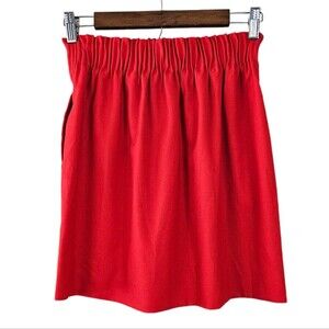 J Crew Red Pull On Wool Blend Lined Skirt with Pockets NWT